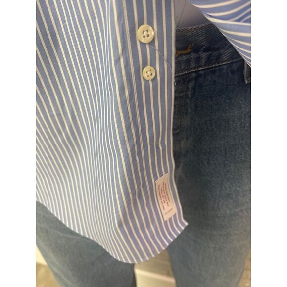 Brooks Brothers Non-Iron Stripe Long Sleeve Button Down Shirt Size 17 4/5 - Picture 7 of 10